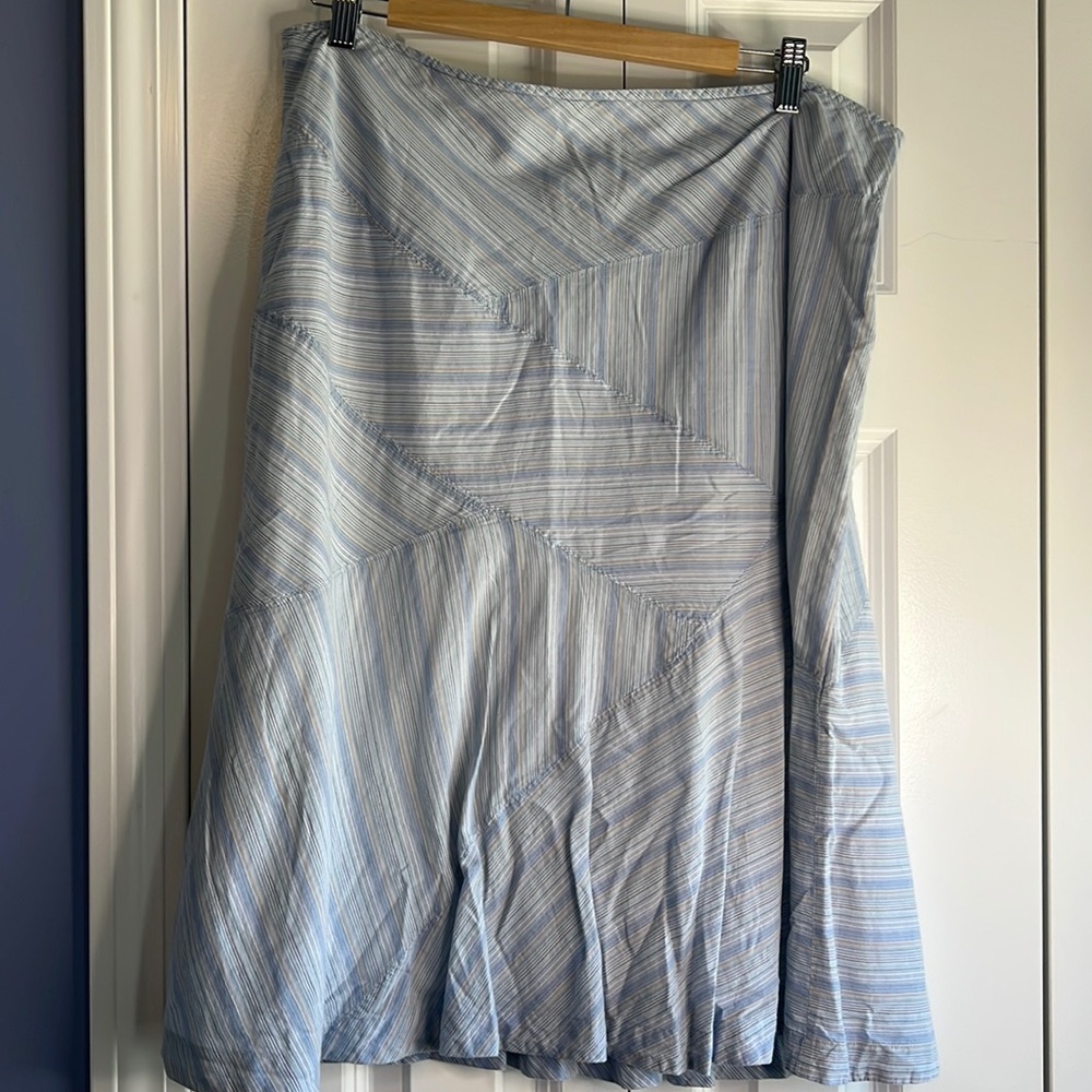 Calvin Klein Jeans Blue Gauzy Cotton Spring Summer Stripe Asymmetrical Skirt 12